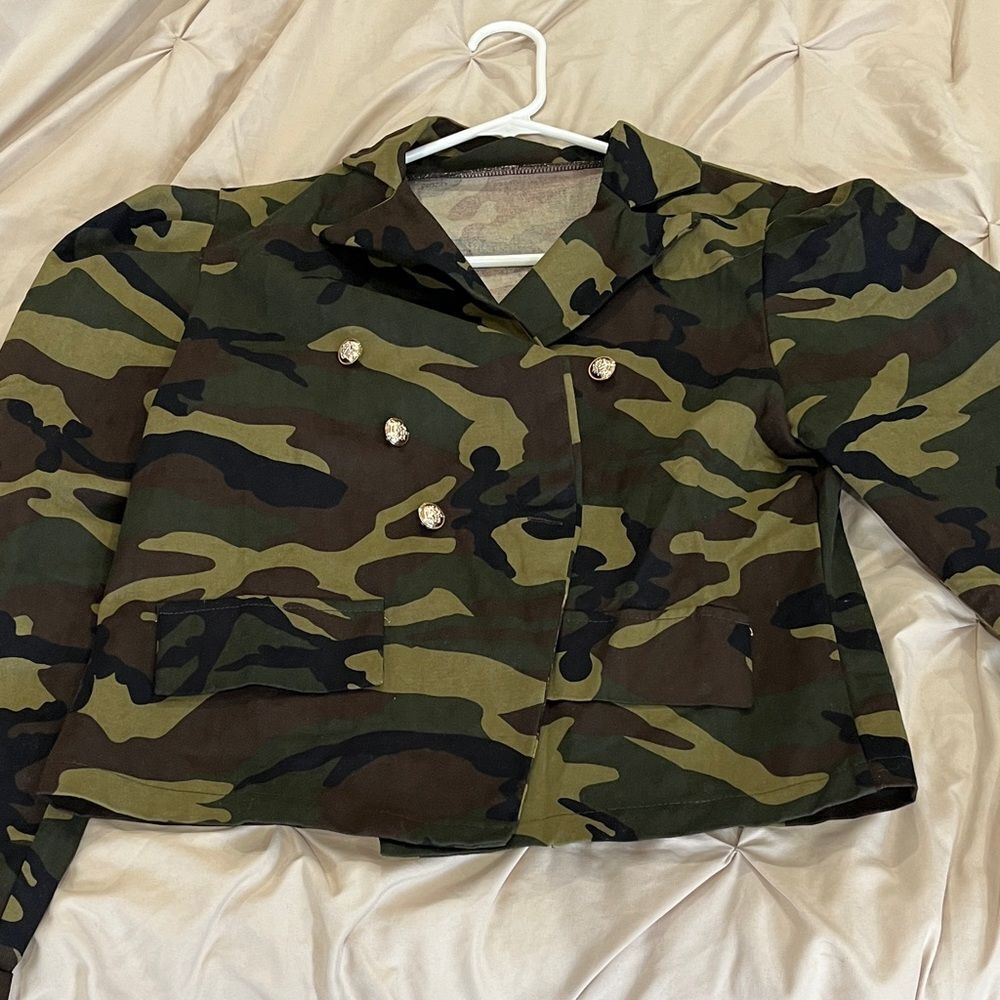 Camouflage Double-Breasted Women's Jacket